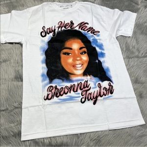 Holiday Brand Airbrush RIP BLM White T Shirt Mens Size Medium Breonna Taylor